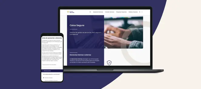Pré-visualização da CAIXA SEGURA plataforma de gestão de denuncias