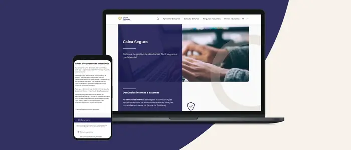 Pré-visualização da CAIXA SEGURA plataforma de gestão de denuncias