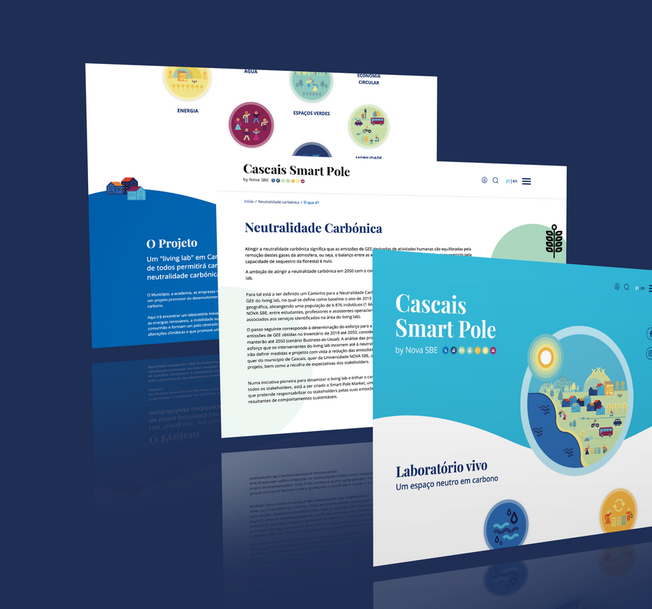 previsualização de ecrãs do website cascais smart pole
