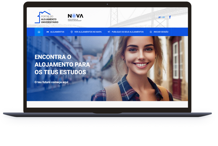 previsualização do portal do alojamento universitário em Drupal 10 em desktop