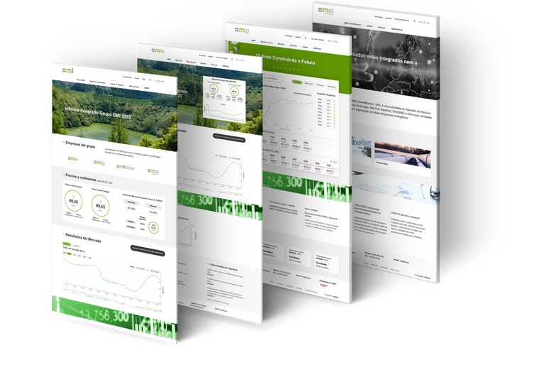 pré-visualização das várias páginas iniciais do GRUPO OMI