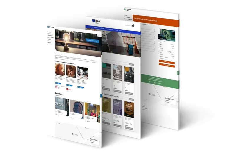 previsualização das páginas principais do ecossistema ISPA